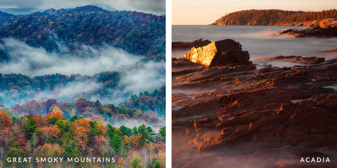 Great Smoky Mountains, Acadia